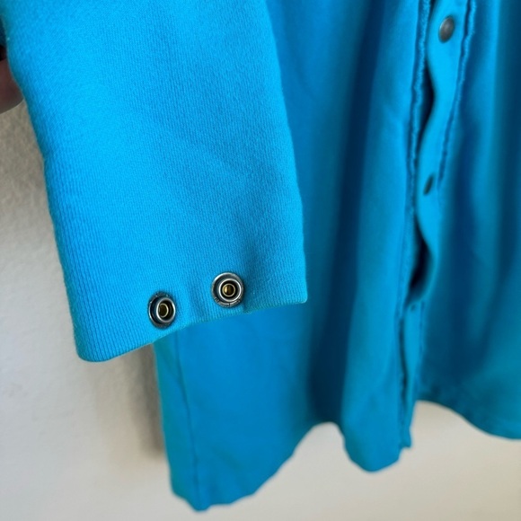 Diesel blue soft cotton long button up jacket coat size medium - Picture 3 of 9